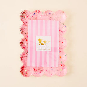 Scalloped Acrylic Frame in Confetti Pink