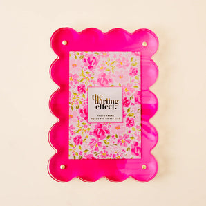 Scalloped Acrylic Frame in Hot Pink
