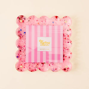 Scalloped Acrylic Frame in Confetti Pink