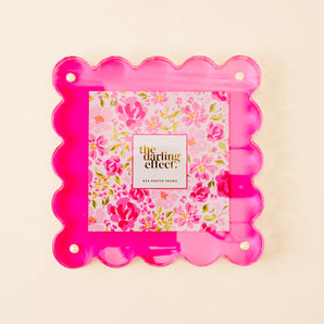 Scalloped Acrylic Frame in Hot Pink