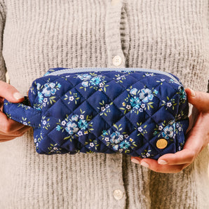 Essentials Quilted Cosmetic Pouch in Endless Daydream Navy