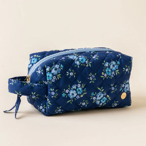 Essentials Quilted Cosmetic Pouch in Endless Daydream Navy