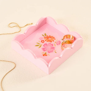 Scalloped Trinket Tray in Dainty Floral Blush