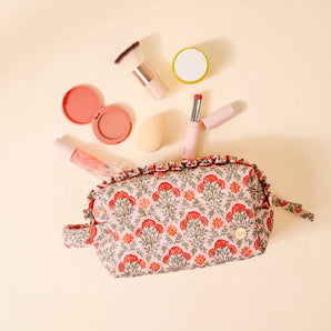 Essentials Quilted Cosmetic Pouch in Dusty Rose