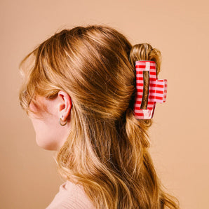 Claw Clip in Peppermint Stripes