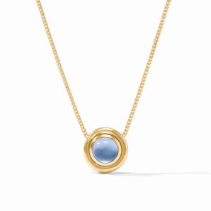 Wave Stone Delicate Necklace in Chalcedony Blue