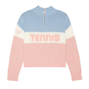 Tennis Color Blocked 3/4 Zip Sweater