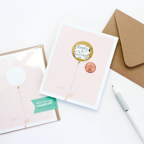 Scratch-off Card - Pink & Gold Balloon - Birthday/Everyday