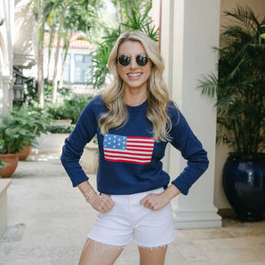 American Flag Sweater in Navy