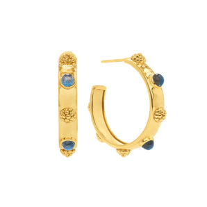 Cleopatra Hoop Earrings in Blue Labradorite