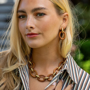 Earth Goddess Link Drop Earrings in Teak