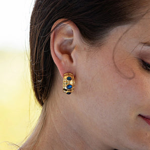 Cleopatra Hoop Earrings Blue Labradorite