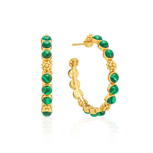 Berry Gem Medium Hoop in Malachite