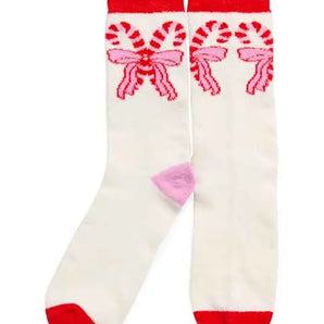 Candy Cane Bow Socks