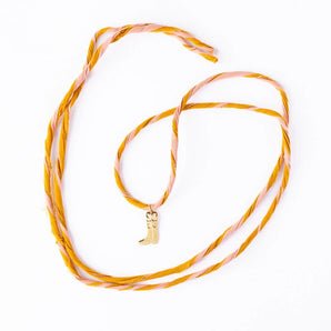 Fiona Twisted Wrap Bracelet With Boot Charm Blush Mustard