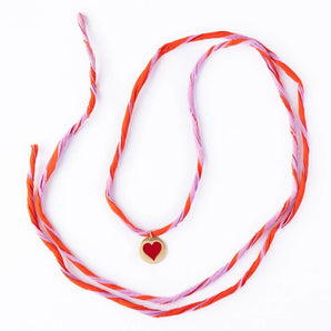 Fiona Twisted Wrap Bracelet With Heart Charm Lavender Poppy