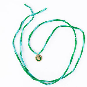 Fiona Twisted Wrap Bracelet With Horseshoe Charm Green Blue