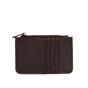 Leather Card / Coin Wallet in Deep Brown