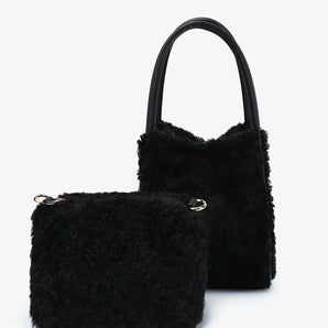 Hollace Mini Shearling Tote in Black