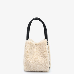 Hollace Mini Shearling Tote in Cream