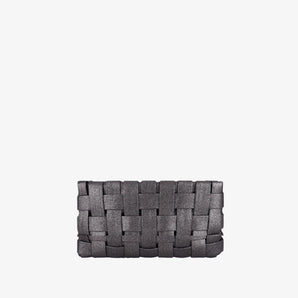 Lindy Woven Small Clutch in Anthracite