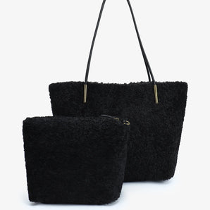 Akimbo East West Shearling Tote in Black