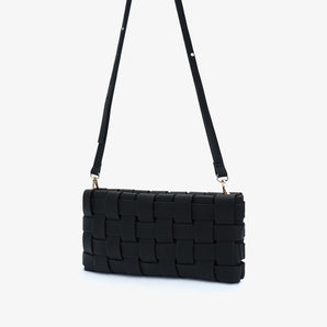 Lindy Woven Small Clutch in Black