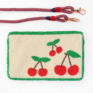 Leila Seed Bead Clutch in Cherries