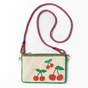 Leila Seed Bead Clutch in Cherries
