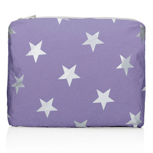 Medium Pouch in Shimmer Purple Stars