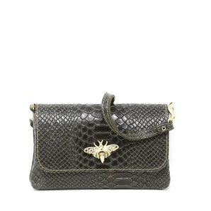 Bee Leather Crossbody in Olive