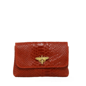 Bee Leather Crossbody in Red