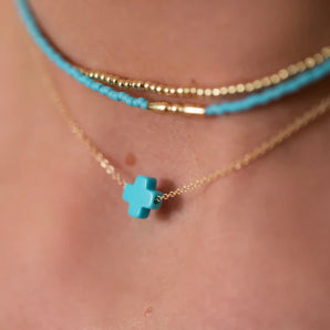 16" Cross Necklace in Cobalt