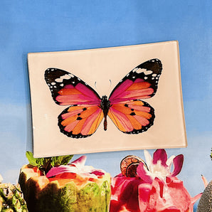 Glass Tray in Pink Sardinia Butterfly