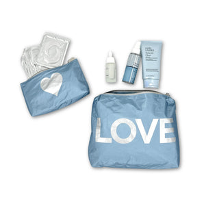 Shimmer LOVE Pouch in Ice Blue