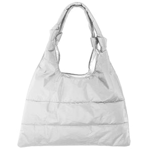 Puffer Tote in Shimmer White