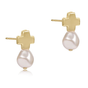 Cross Stud in Pearl/Gold