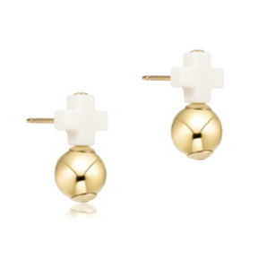 Cross Stud in Gold/Off White