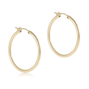 1.25" Round Textured Hoop in Gold