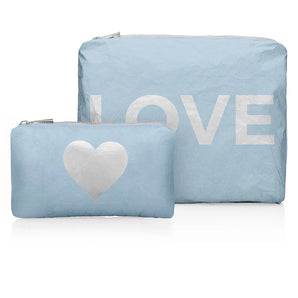 Shimmer LOVE Pouch in Ice Blue