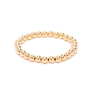 6mm Beaded Stretch Bracelet - Gold