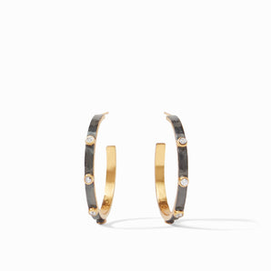 Crescent Stone Hoop - Mixed Metal