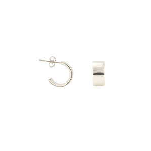 Wide Huggie Hoop Earrings - Silver