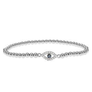 Small Evil Eye Bracelet in Silver