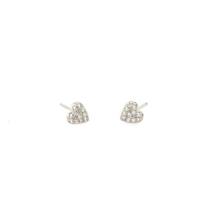 Heart Pave Stud - Silver