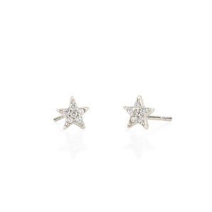 Star Pave Stud Earrings - Silver
