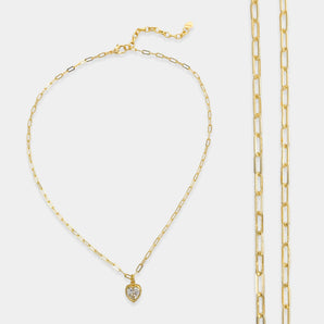 Cz Heart Chain Necklace