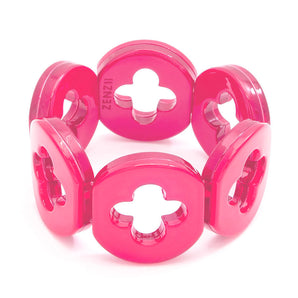 Resin Clover Bracelet in Neon Pink