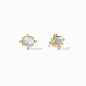 Clara Stud - Iridescent Chalcedony Blue