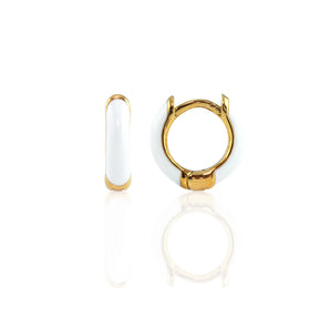 Enamel Huggie Hoop Earring in White